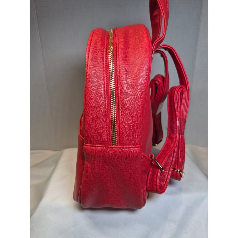 CXL Christian Lacroix Red Mini Backpack Gold Zip Faux Leather Small Bag NWT - Picture 4 of 10